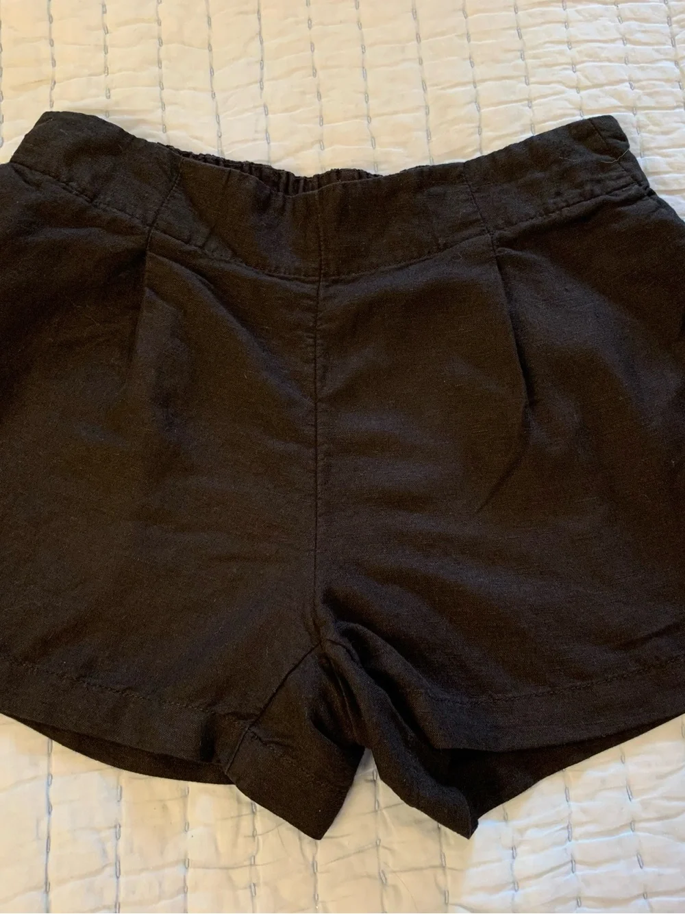 LOFT Black High-Waist Linen-Blend Pull-On Shorts | SP